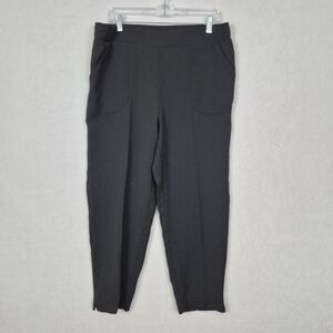 Women's Large Black Casual Pull On Pants Everyday Pockets Loose Athletic Loose